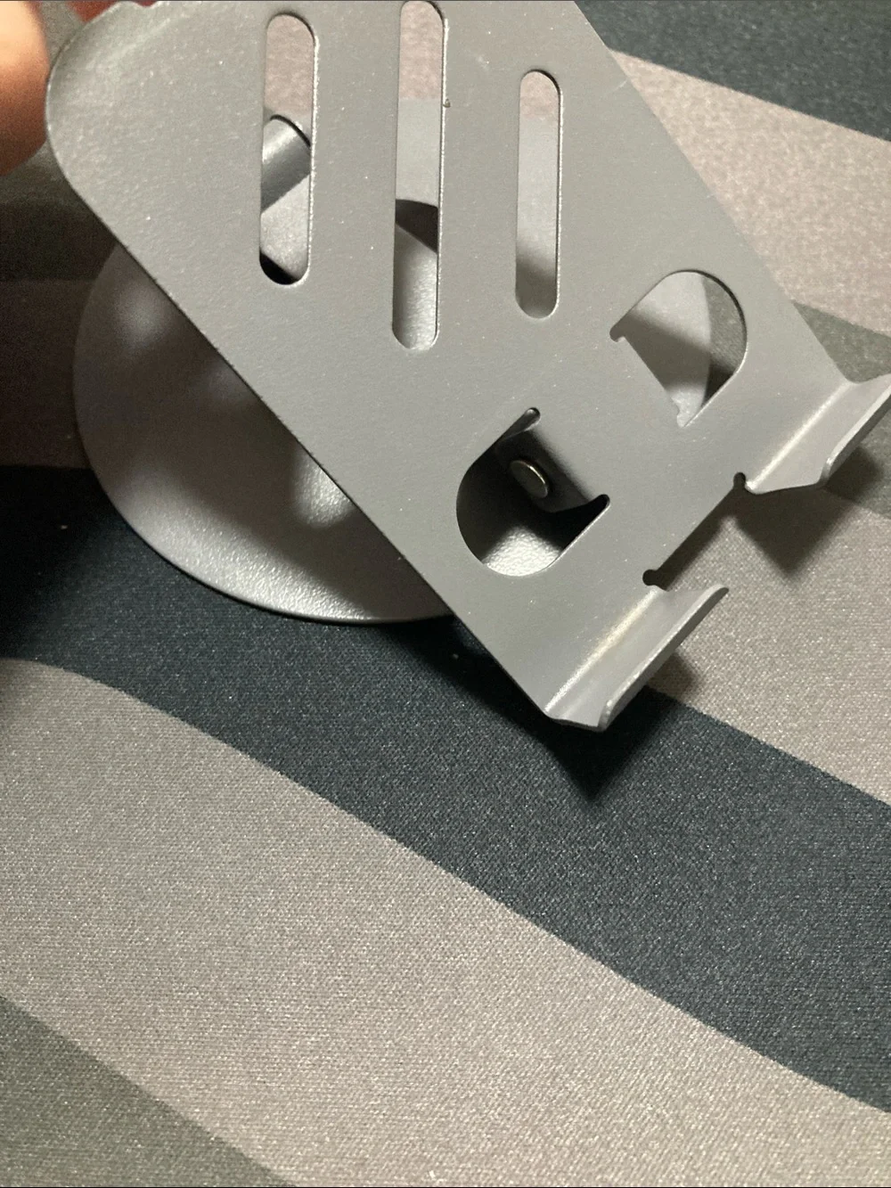 Foldable Gray Metal Phone Stand Holder - Compact Desk Mount